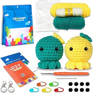 Crochet Kit for Beginners Crochet Animals Kit Crafts for Adults Kids Complete Crochet Set Knitting Kit with Step-by-Step Video Tutorials Detailed Instructions Enough Yarn