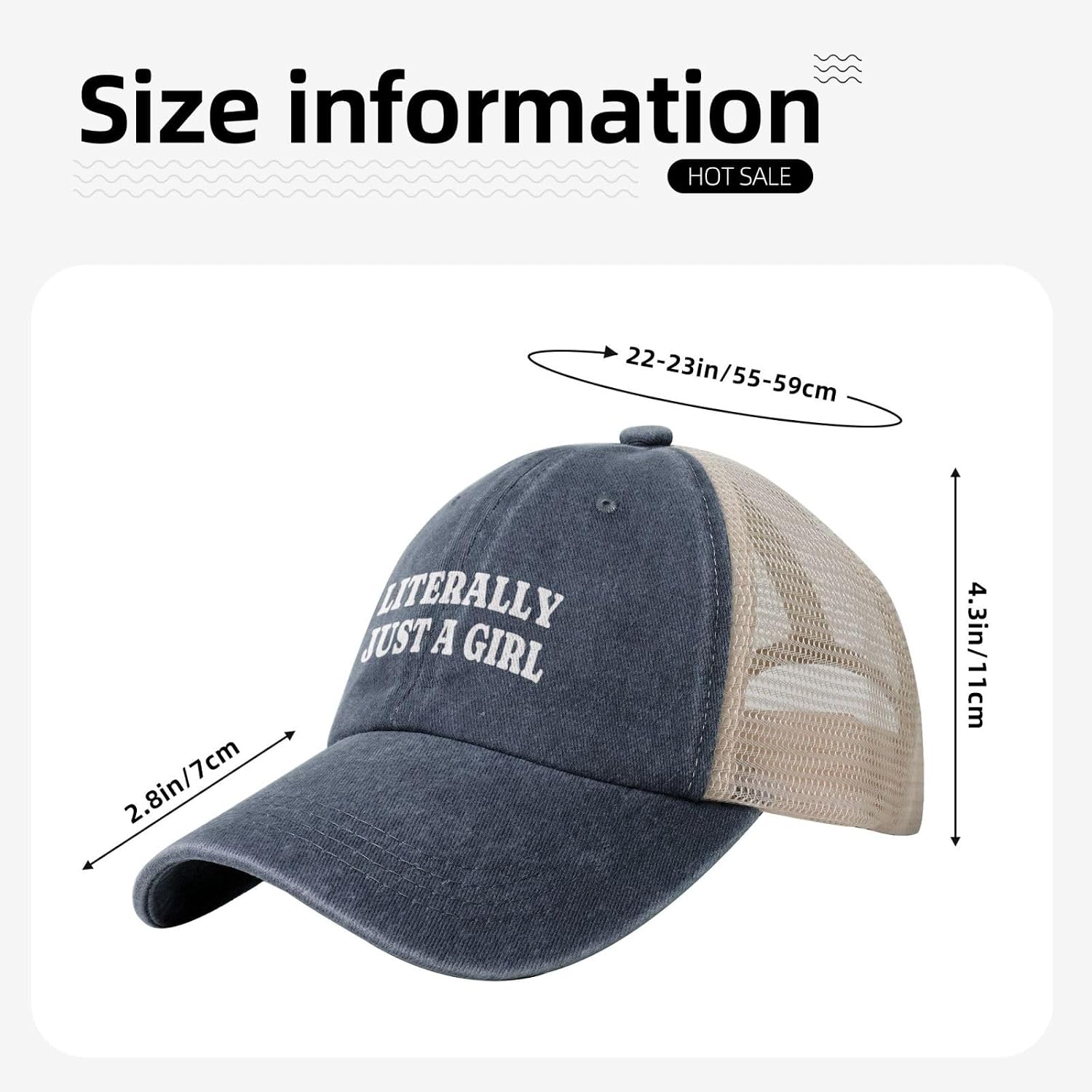 Literally Just A Girl Trucker Hat Mesh Cap Vintage Funny Adjustable Baseball Caps