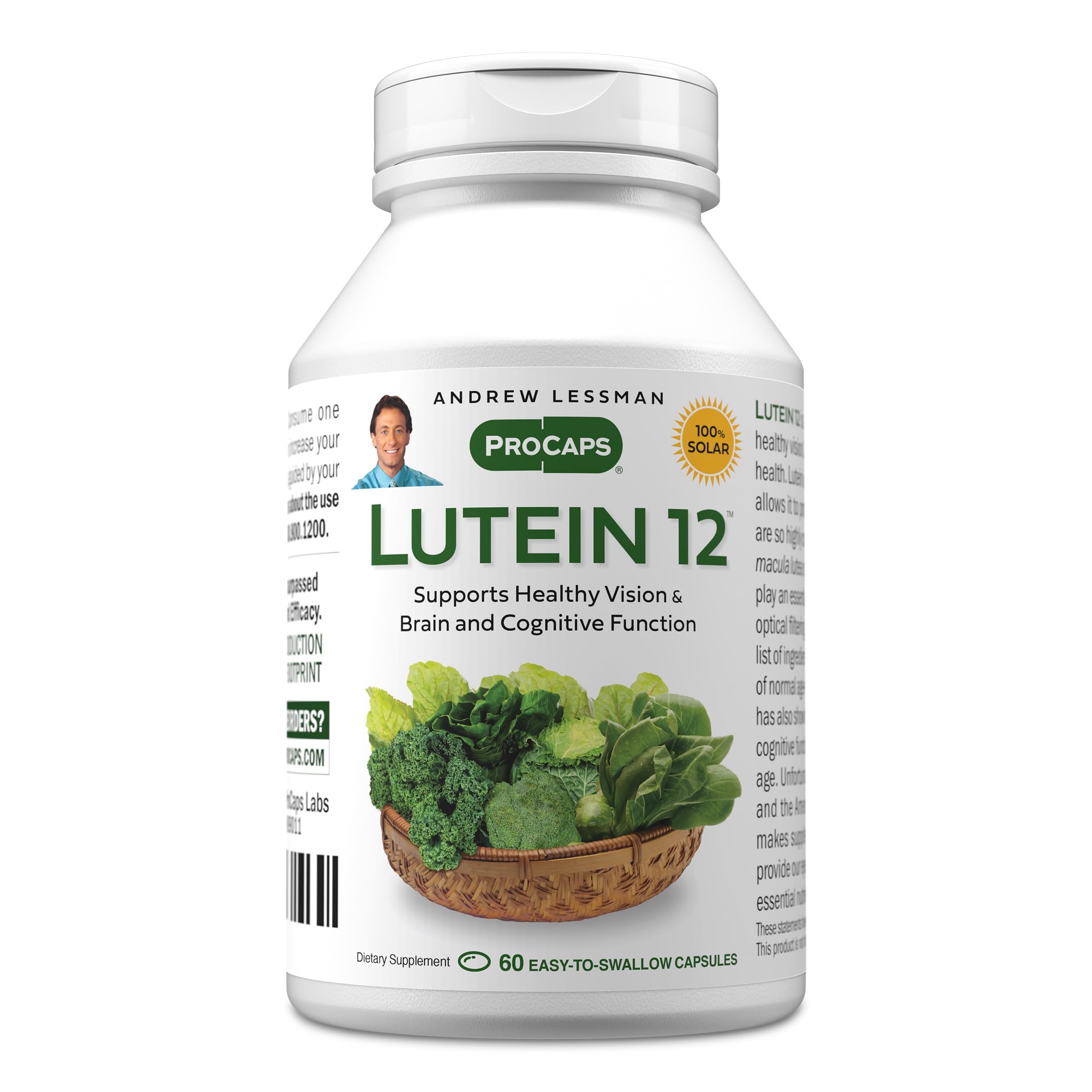 ANDREW LESSMAN Suplemento de luteína com zeaxantina e óleo de Ahiflower, 12 mg, 60 cápsulas