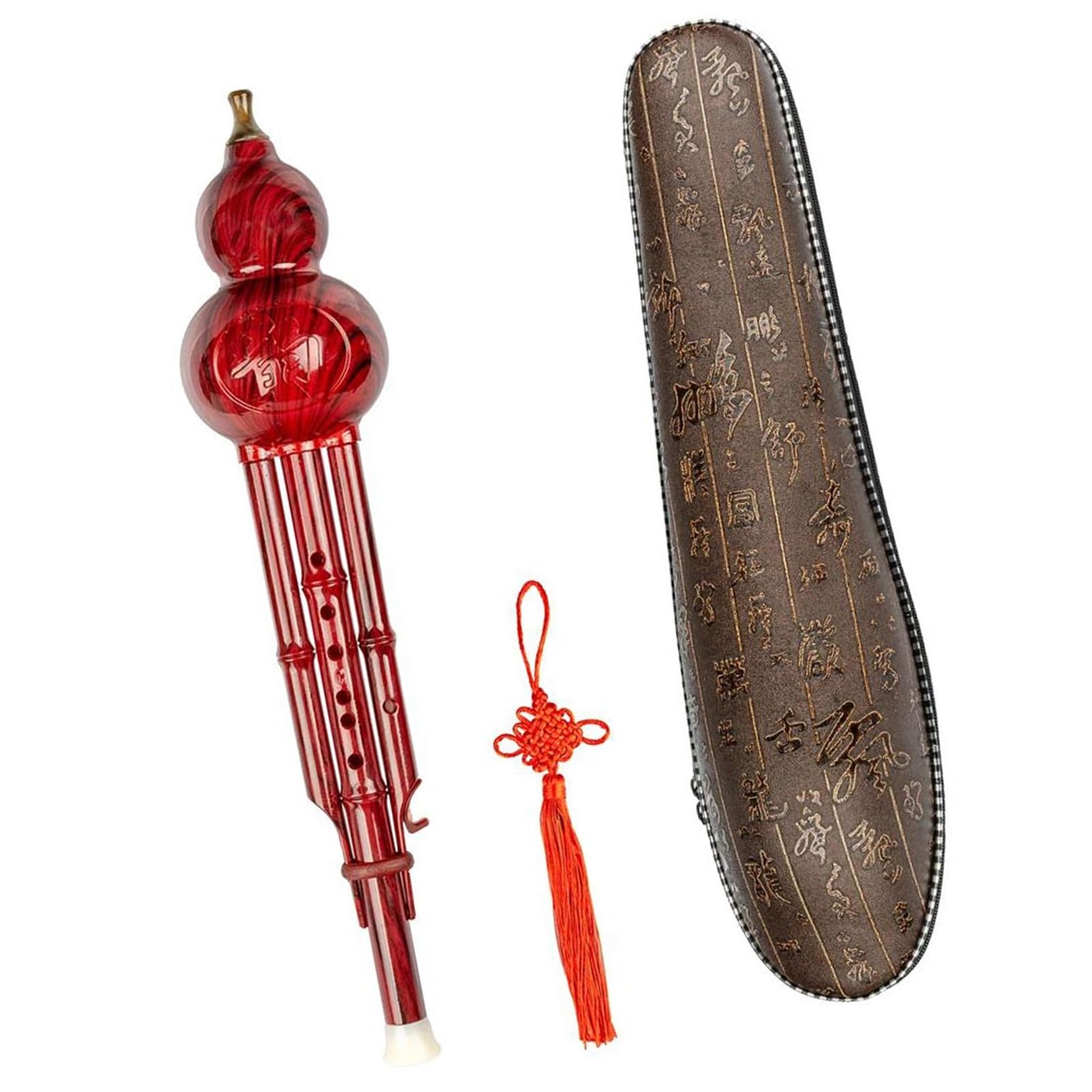 Instrumento Étnico Chino De 2 Tonos Con Llave C Calabaza Hulusi Flauta De Cucurbitáceas Tubos De Resina Instrumento De Viento De Color Con Estuche