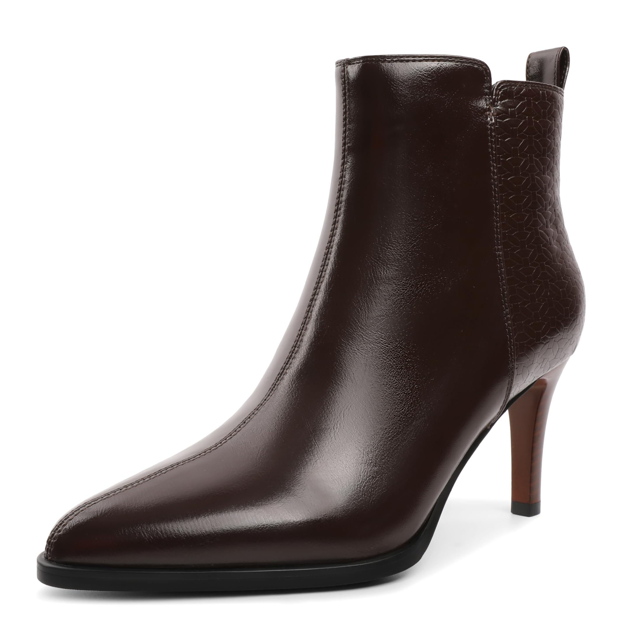 Comfortable Black Leather Ankle Boots - Pointed Toe Stiletto Heel for Evening Wear 3 Inch Zipper Booties