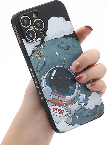 Funda bonita para iPhone 13 mini, diseño de astronauta planeta y luna espacial, elegante, suave, TPU, a prueba de golpes, antideslizante, funda de
