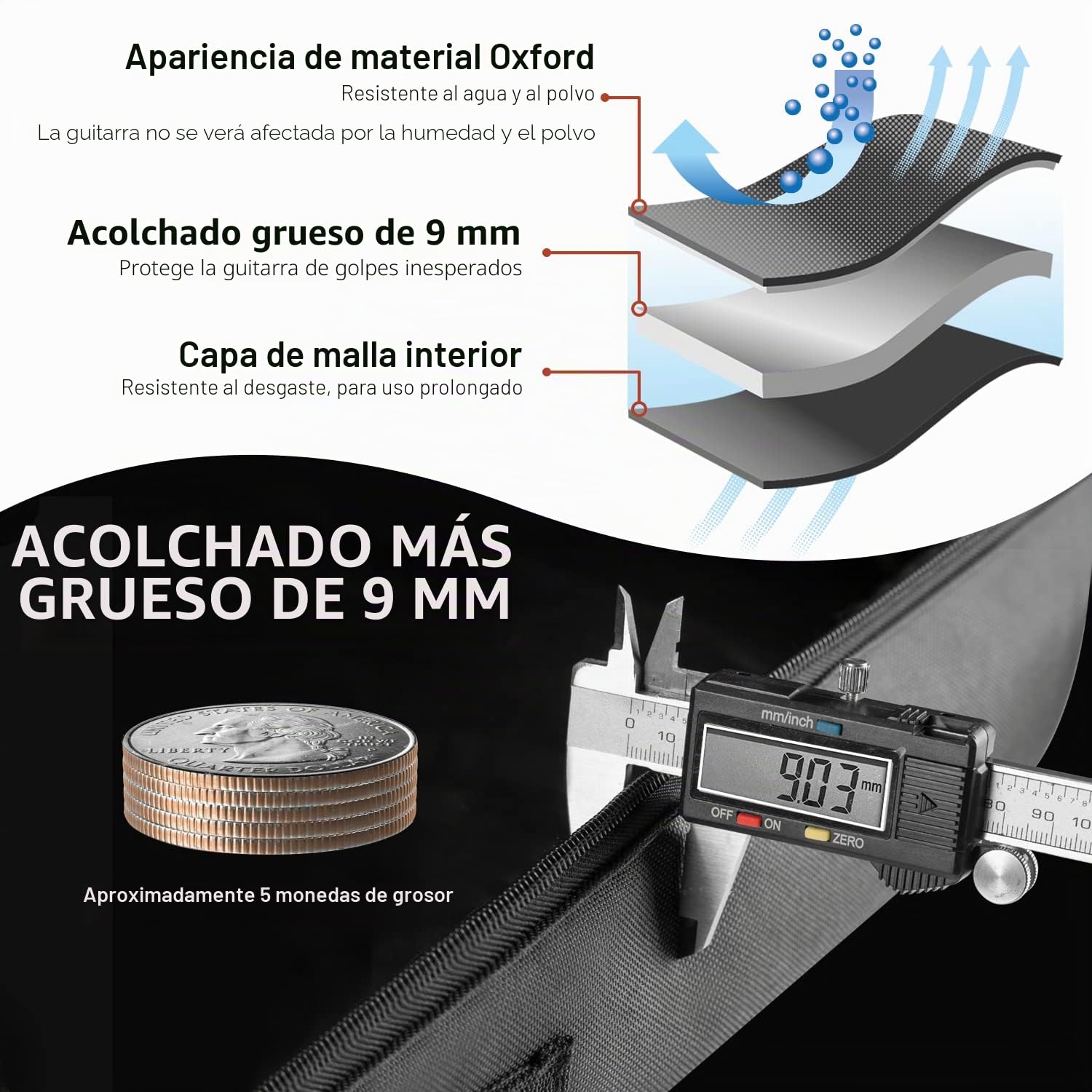 CAHAYA Funda para Guitarra acústica, Impermeable, Acolchada, para Guitarras de 39, 40, 41 Pulgadas