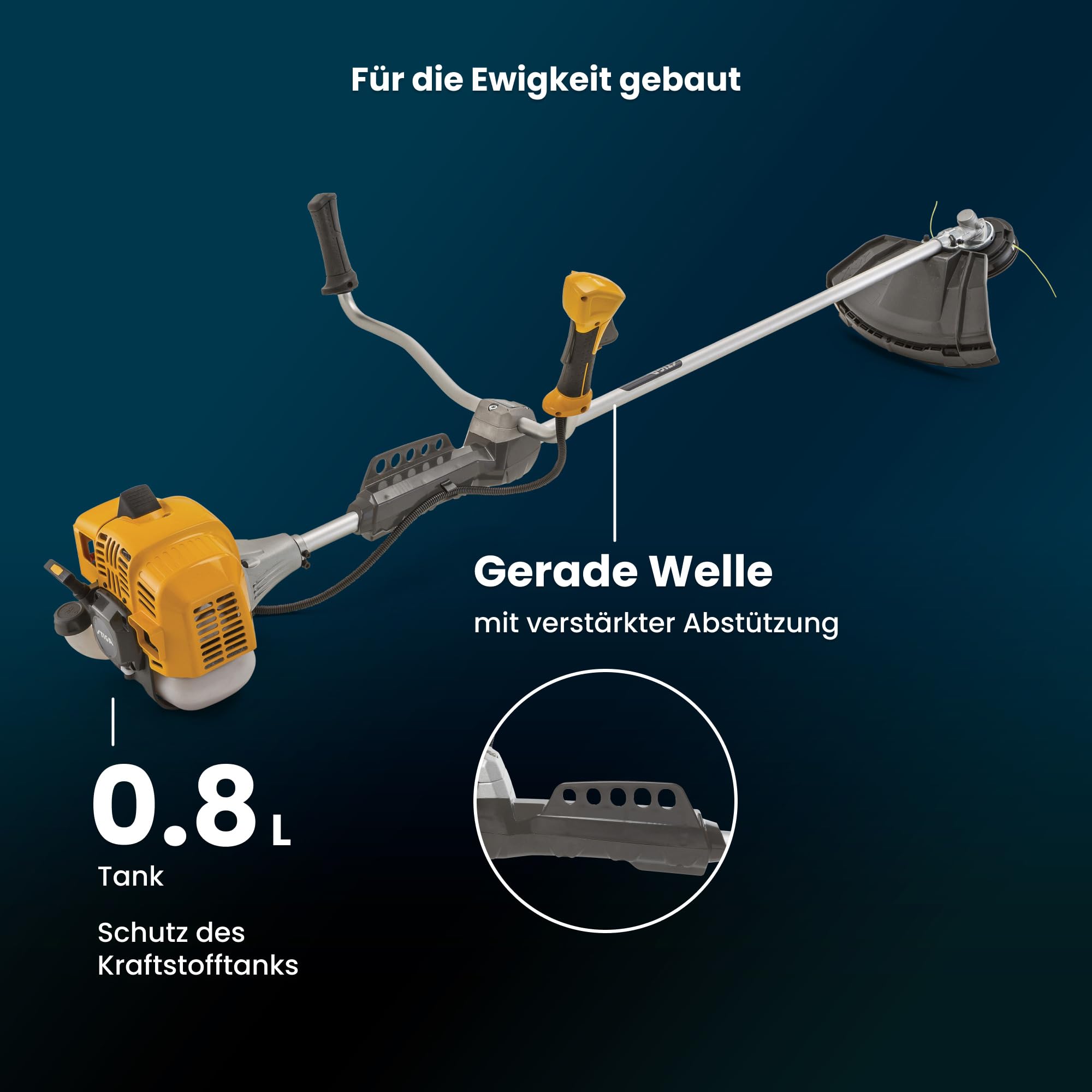 STIGA BC 535 B Benzin-Freischneider - 32,6 cc 2-Takt-Motor, 43 cm Schnittbreite, Fahrradlenker, 3T-Messer & Tap&Go-Kopf