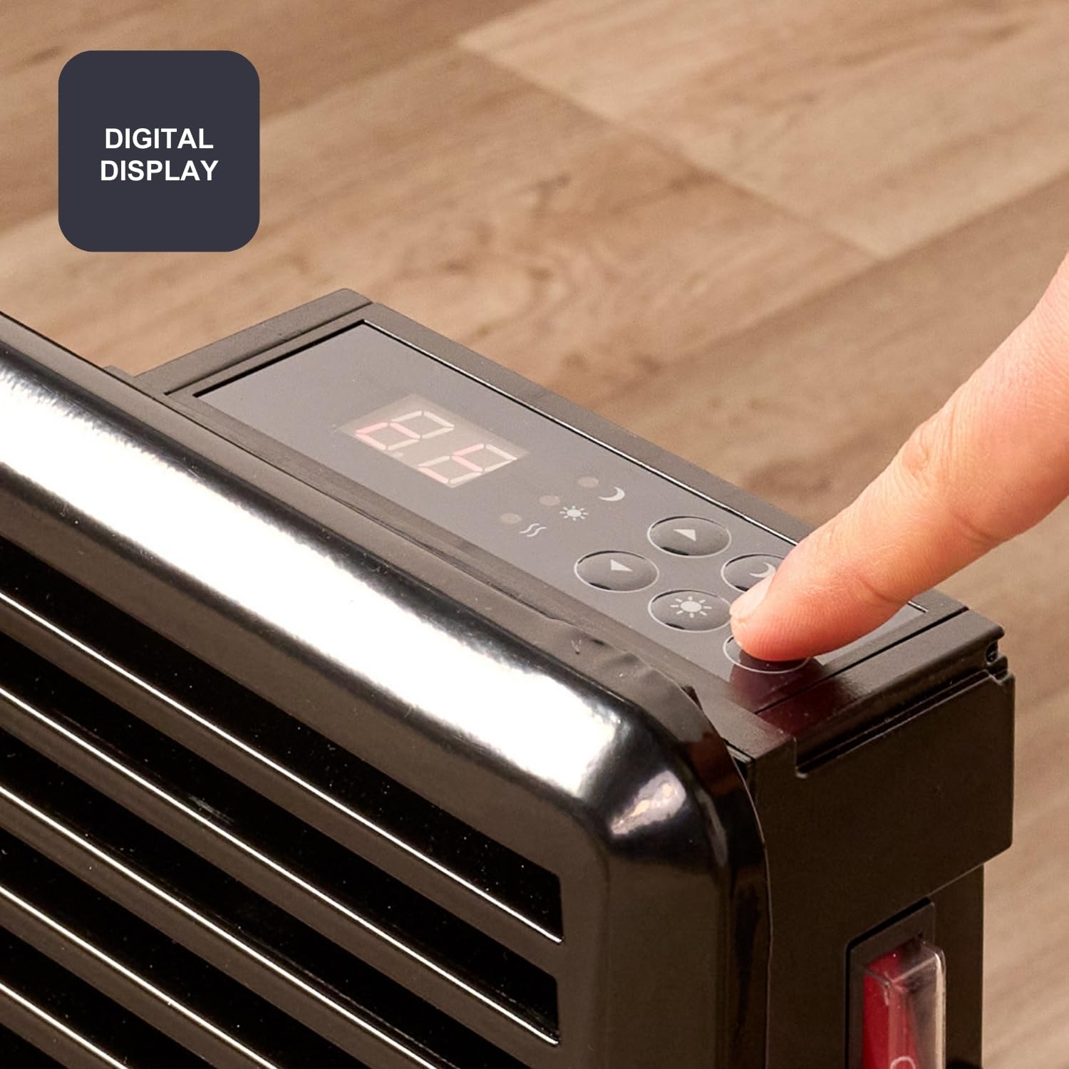 BLACK+DECKER BXCSH1800E konwektor, 1800 W, 240 V, konwektor stojący, opcjonalnie również montaż ścienny, przełącznik wł./wył., eleganckie wzornictwo, czarny