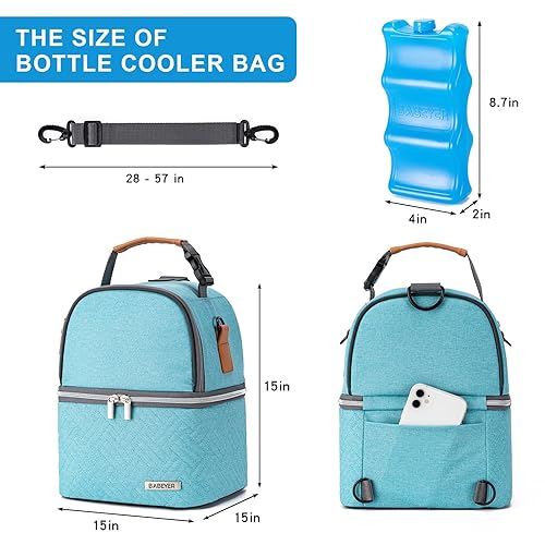 Miniatura 5 de Bolsa enfriadora de leche materna con bolsa de hielo para 6 biberones de hasta 9 onzas, bolsa enfriadora con bomba de leche materna con correa para