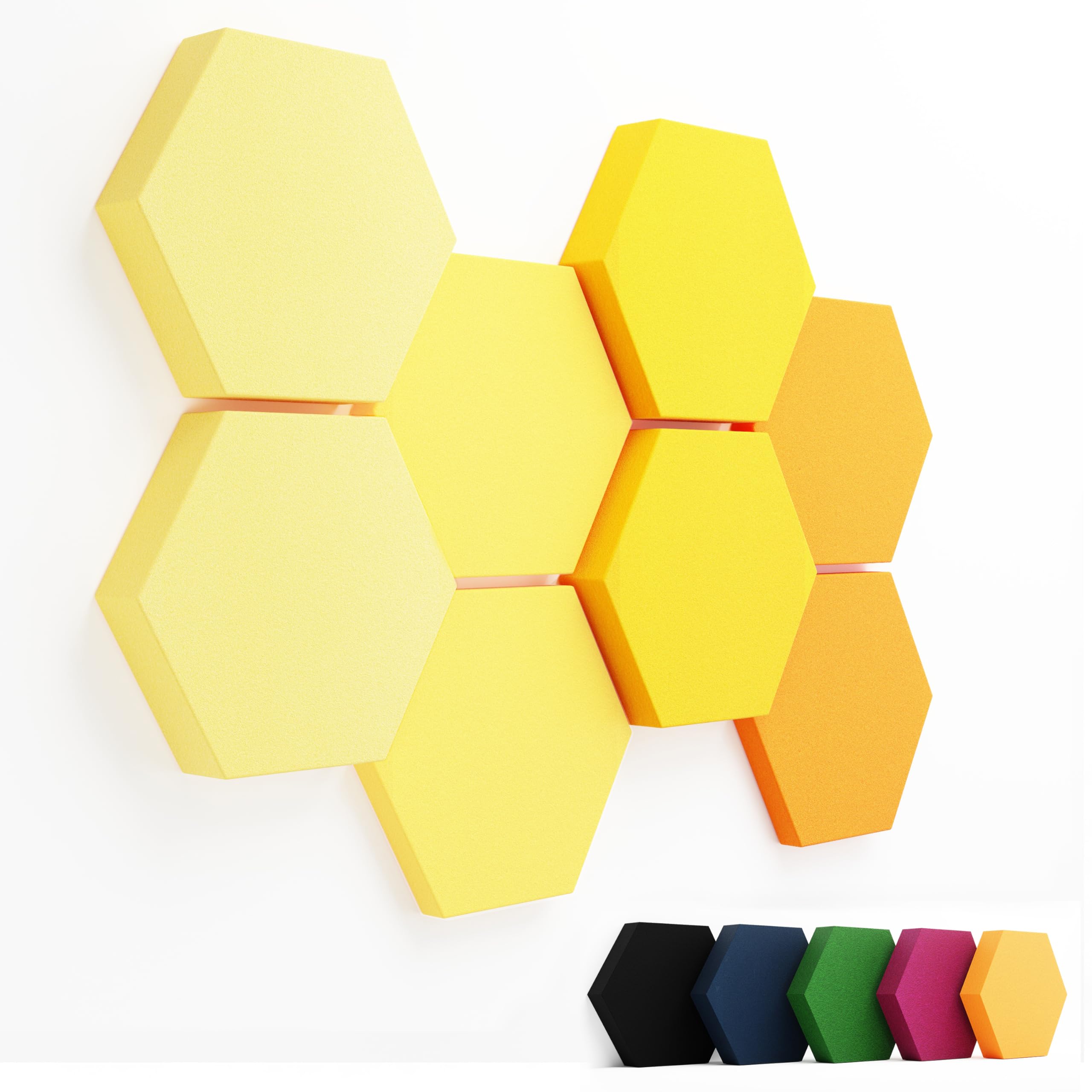 Panneaux absorbeurs acoustiques [8 pièces] pour une réduction sensible des bruits | Tableau acoustique moderne en plaques acoustiques hexagonales | Panneaux muraux inoffensifs fabriqués dans