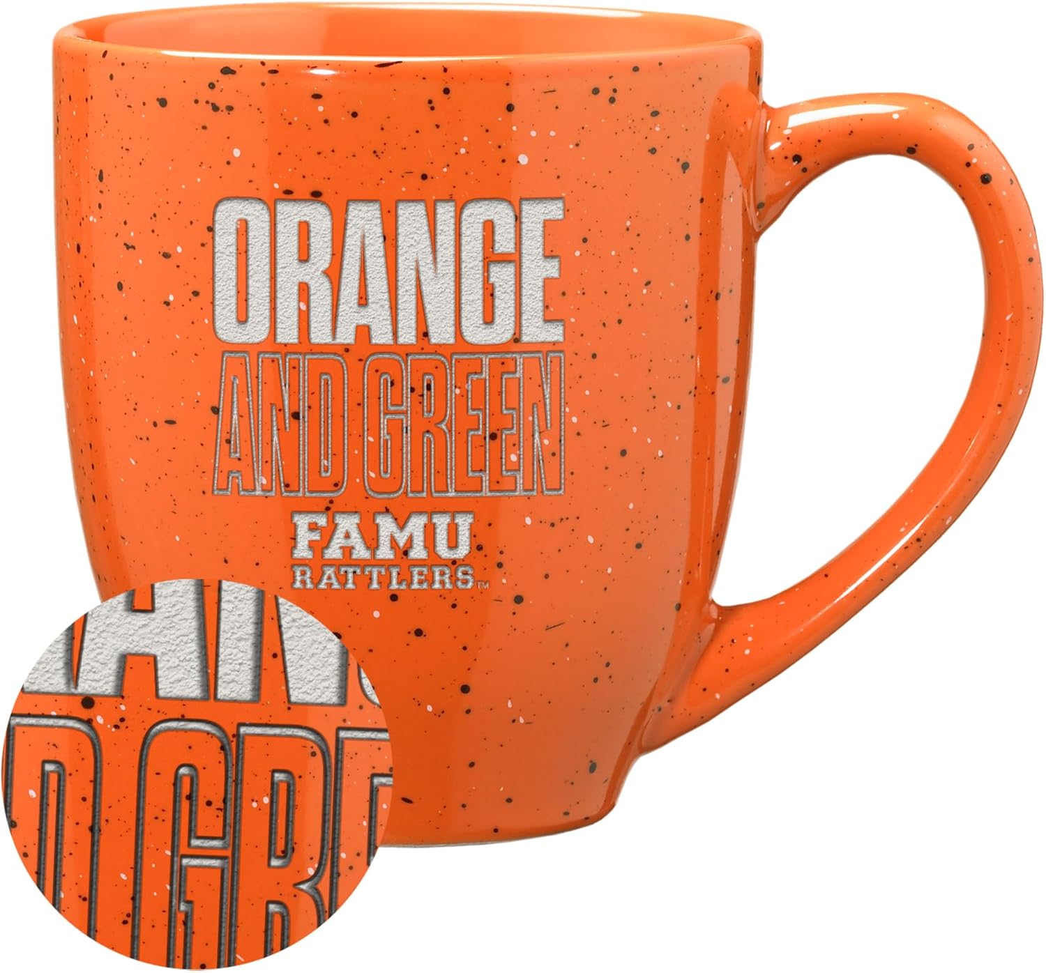 Rico Industries NCAA Team Slogans and Chants 16 oz Team Color Laser Engraved Speckled Ceramic Coffee Mug