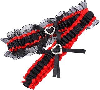 2pcs Bridal Wedding Garters Lace Leg Rings with Bowknot and Heart Shaped Imitation Diamond Accent for Women Elegant Thigh Accessories for Wedding and Special Occasions