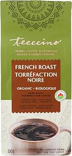 Teeccino Chicory Coffee Alternative – French Roast – Ground Herbal Coffee That’s Prebiotic, Caffeine-Free & Acid Free, Dark Roast (300g)