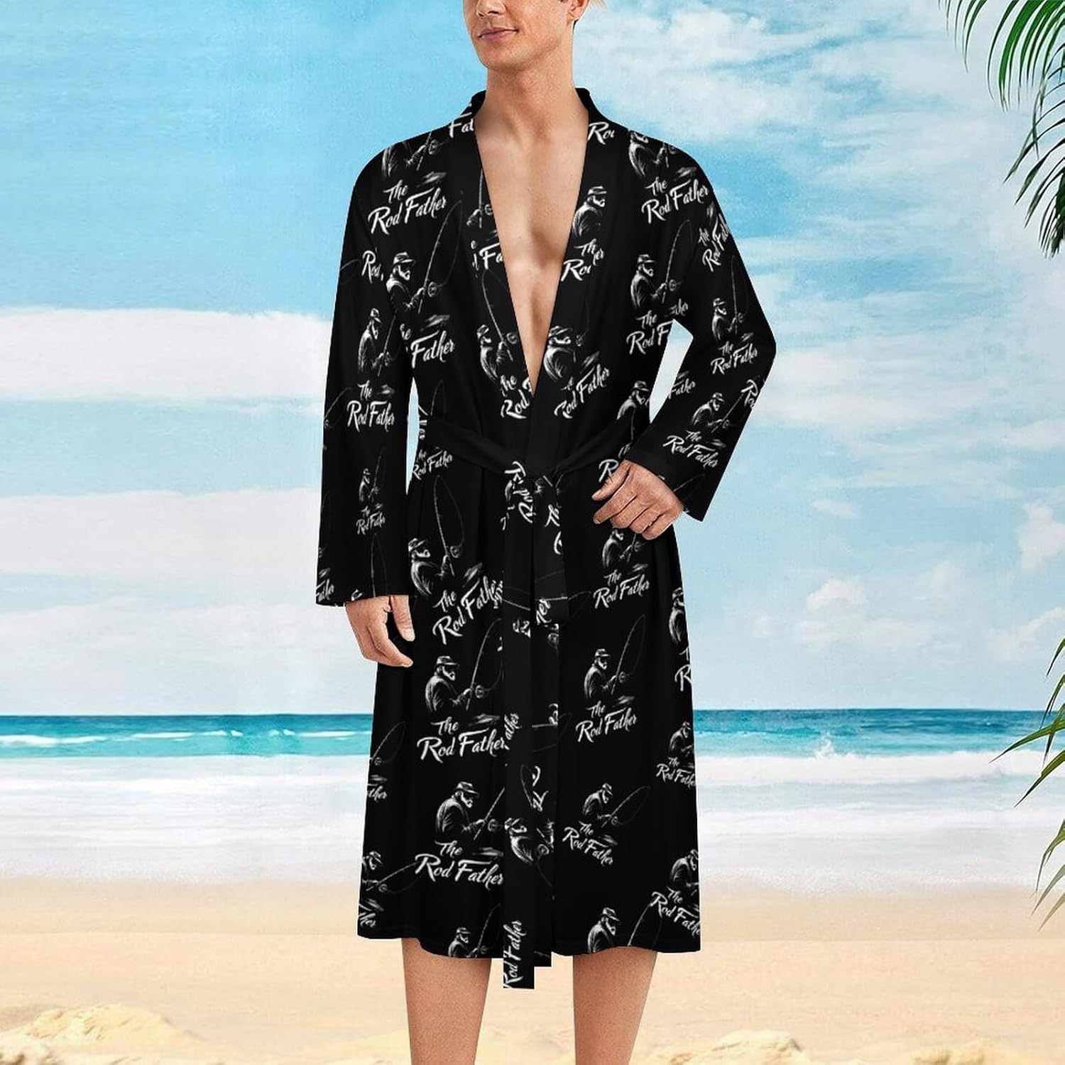 The Rod Father Mens Robe Long Bathrobe for Women Bath Robes Lightweight Soft Printed Sleepwear