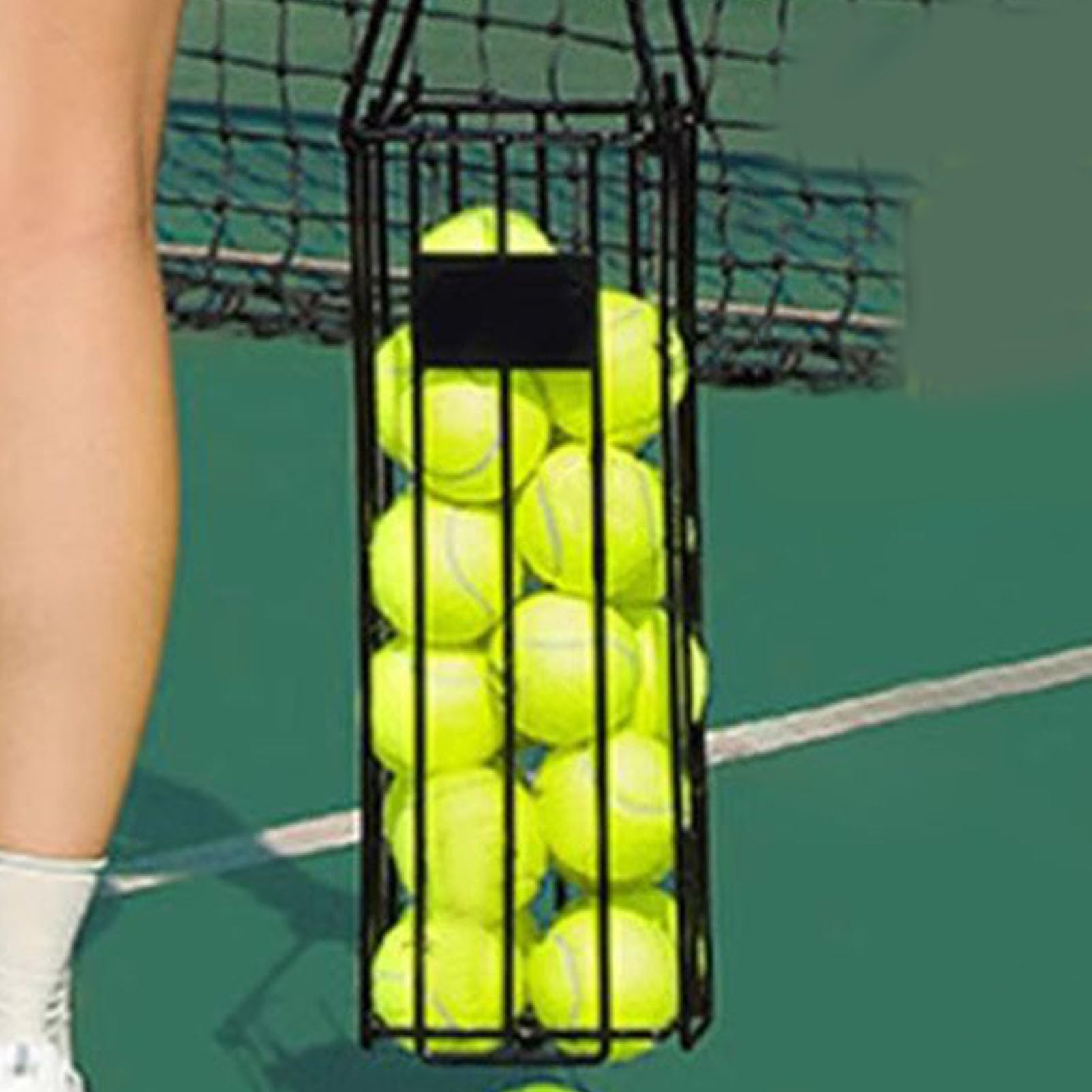 banapoy Cestino Raccoglitore Portatile per Palline da Tennis, Raccolta | Può Contenere Fino a 25 Palline, Raccolta Rapida, Raccolta a Molla, Raccoglitore di Palline con Manico Lungo per