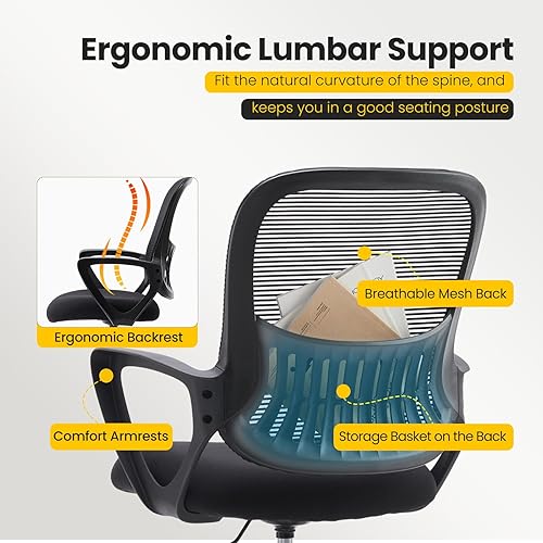 Miniatura 4 de Sweetcrispy Silla Alta de Escritorio de Dibujo - Taburete Alto Ergonómico para Computadora con Altura Ajustable y Cómodo Soporte Lumbar, Mostrador