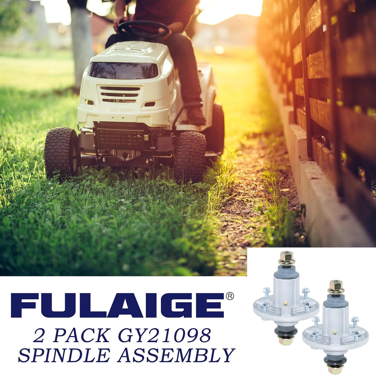 2 Pack GY21098 Spindle Assembly Replaces AUC15811 Mower Deck Drive Spindle GY20454 GY20962 Fits 42" 48" Deck John Deere D105 D110 D125 D130 D140 D160 E100 E130 E140 E170 LA105 LA145 Mower