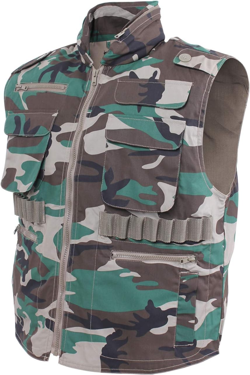 Rothco Ranger Vest – Tactical Outdoor Hunting Camping Utility Cargo Vest with Storage Pockets, Woodland Camo, S