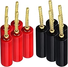 Flex Pin Banana Plugs for Speaker Wire 5 Pairs, Speaker wire Connector Pin Plug Type, 24K Gold Plated Insulated for Spring-Loaded Banana Jack speaker Terminals ,Support 12 AWG to 20 AWG Wires…