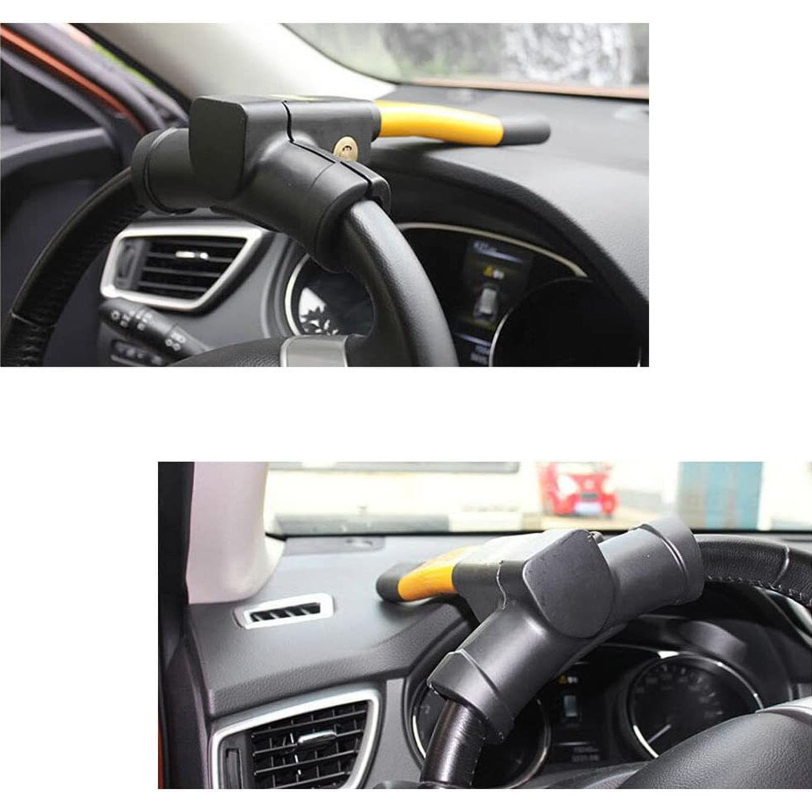 Barre Bloque Volant pour La Voiture avec 2 Clés, Compatible avec Foxtron Model C Model B, Canne Antivol Haute Visibilité Dispositifs de Verrouillage, Type B