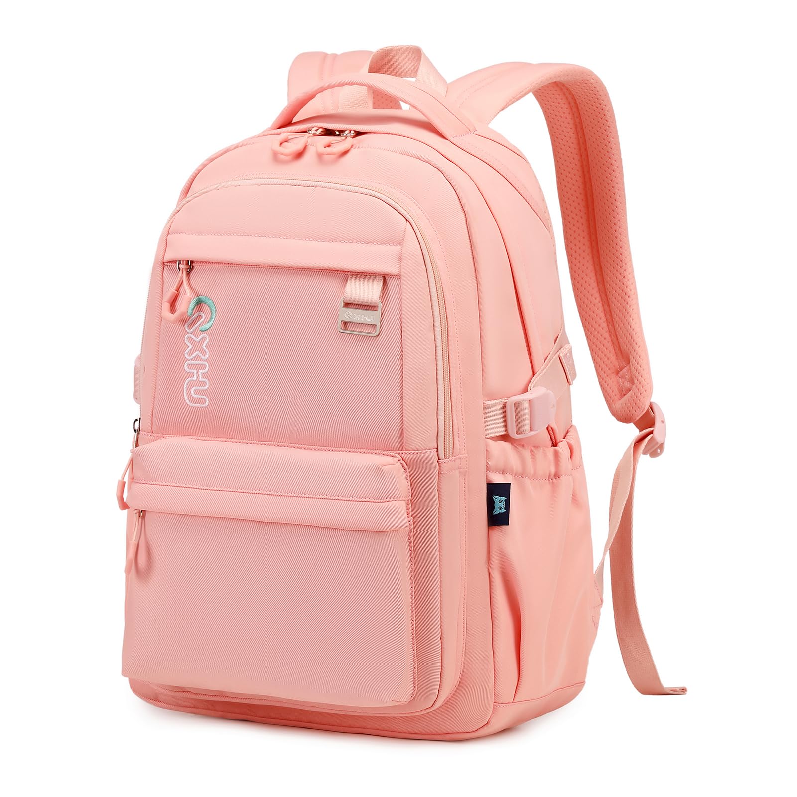 MUSEVOSTrendy Casual Backpack with Solid Color, Water Resistence School backpack for Girls, Teen Bookbag for Women, Pink