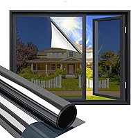 Vista 1 de Niviy Película unidireccional para ventana con efecto espejo de privacidad, autoadhesiva, tintado de ventana, control de calor UV, película