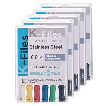 Dental 5 Boxes Endodontic Root Canal Hand K Files Stainless Steel Endo Root Canal Files15-40#