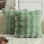 Mandioo Pack of 2 Thick Plush Wool Decorative Throw Pillow Covers Super Soft Wave Bubble Fur Velvet Cushion Covers Pillow Shams for Couch Bed Living Room 18x18 Inch Cream White