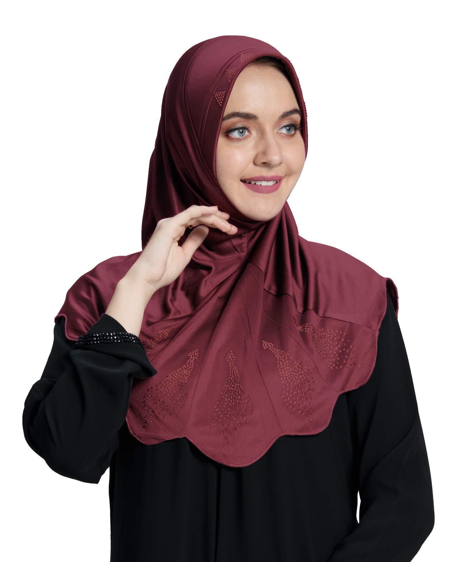 Hijab Modest Fashion Women's Hijab with Glittering Stone Design Stylish iCRA Feel Good Fabric Meharban Hijab Dark Maroon-image-5