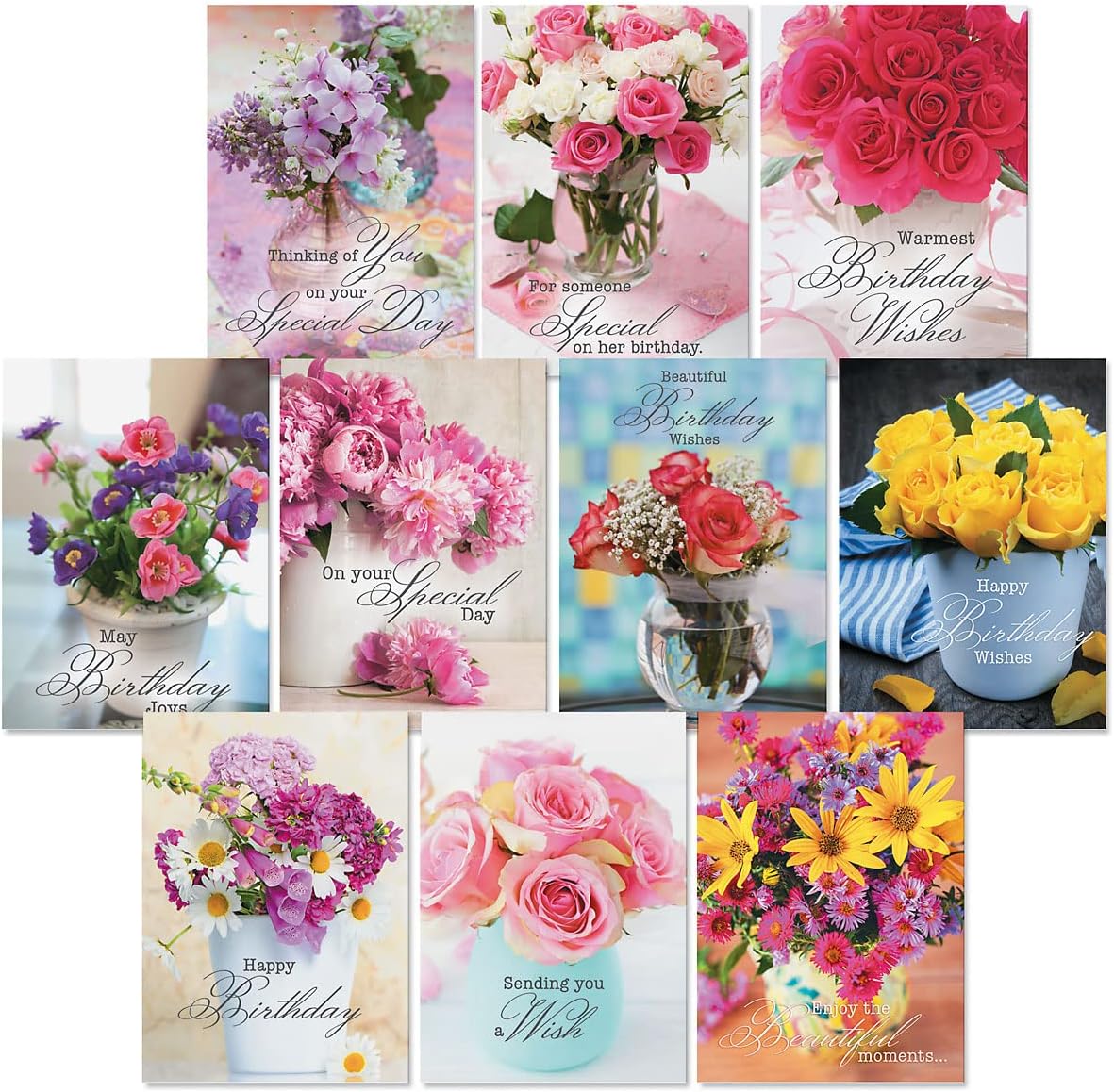 Current Floral Bouquets Birthday Greeting Cards Value Pack