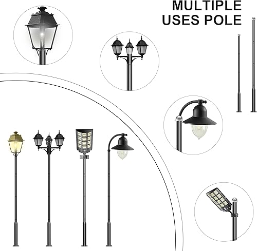 Miniatura 6 de Jadisi Poste de luz de calle de 16 pies de alto, poste de lámpara de calle para luces al aire libre, poste de luz solar de calle accesorio para