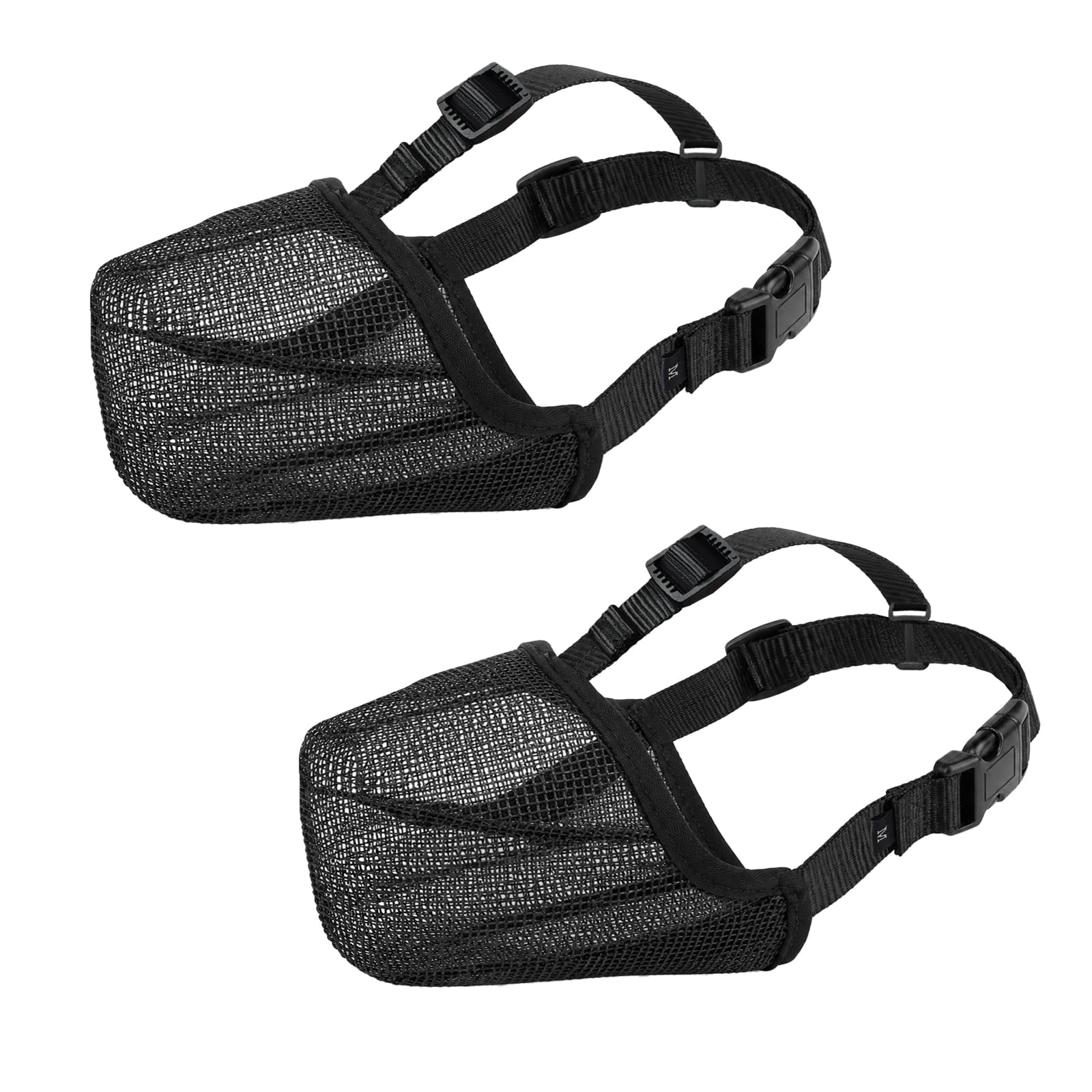 ZEMINRI 2 Pack Dog Muzzle, Breathable Dog Muzzles for Medium Dog (M, Black)