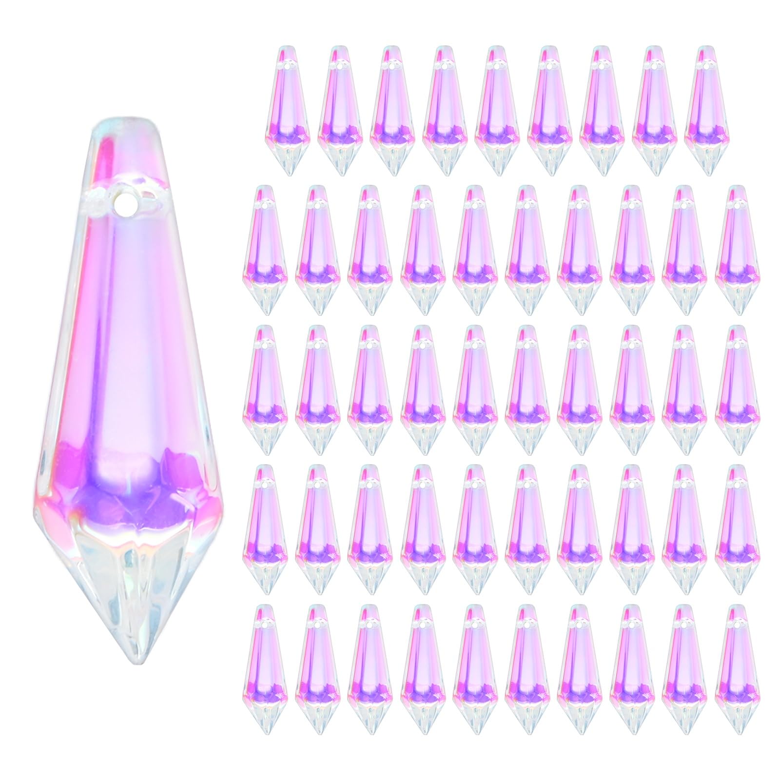 M METERXITY 50-Pack Crystal Icicle Prisms 34mm/1.34 in, Home, Silver