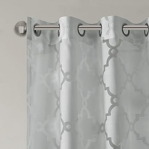 Miniatura 4 de Madison Park Eden - Cortina individual para dormitorio, cortinas modernas y contemporáneas para sala de estar, patrón geométrico con ojales, 50x84,