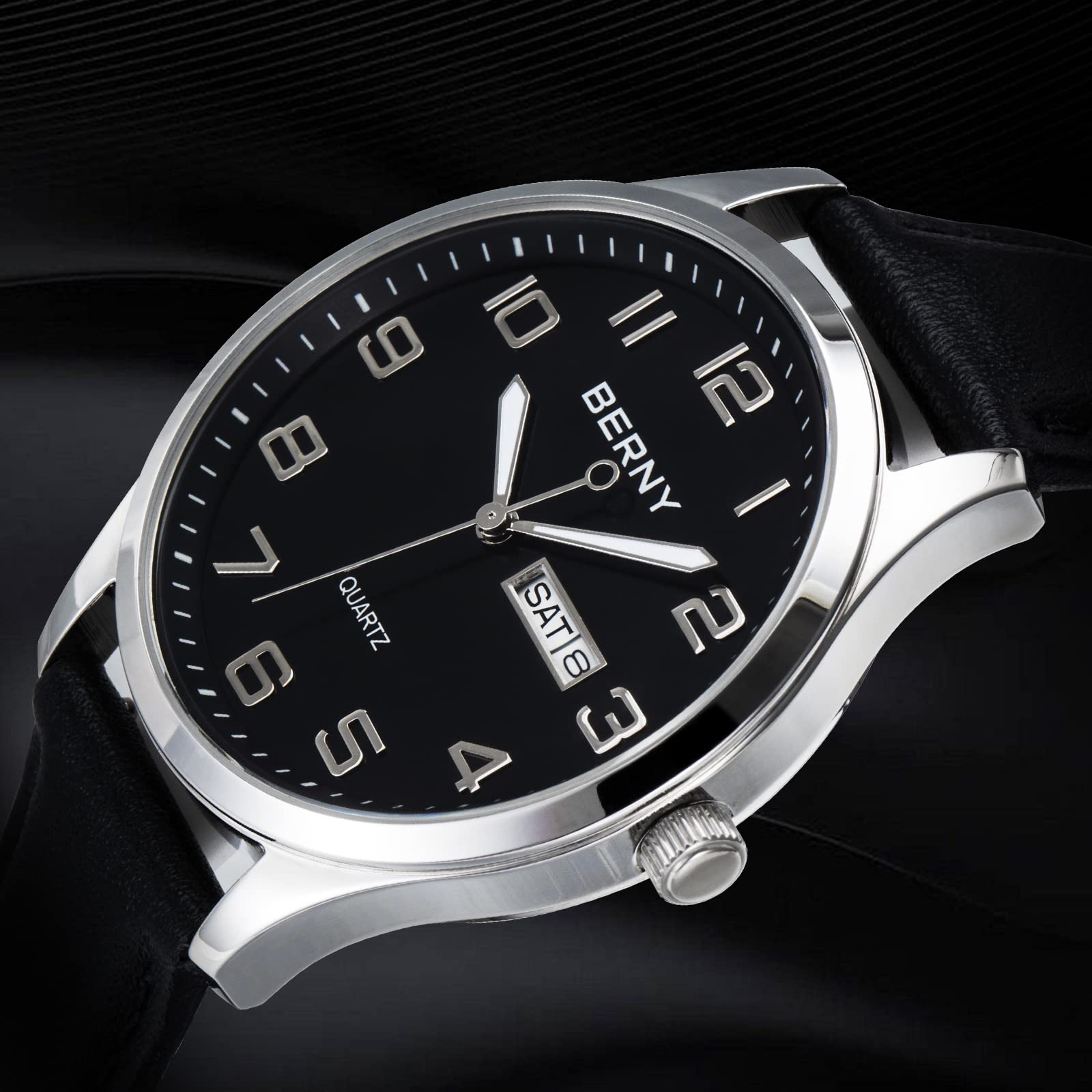 BERNY Herren-Armbanduhr Aus Edelstahl Legere Quarz-Armbanduhr
