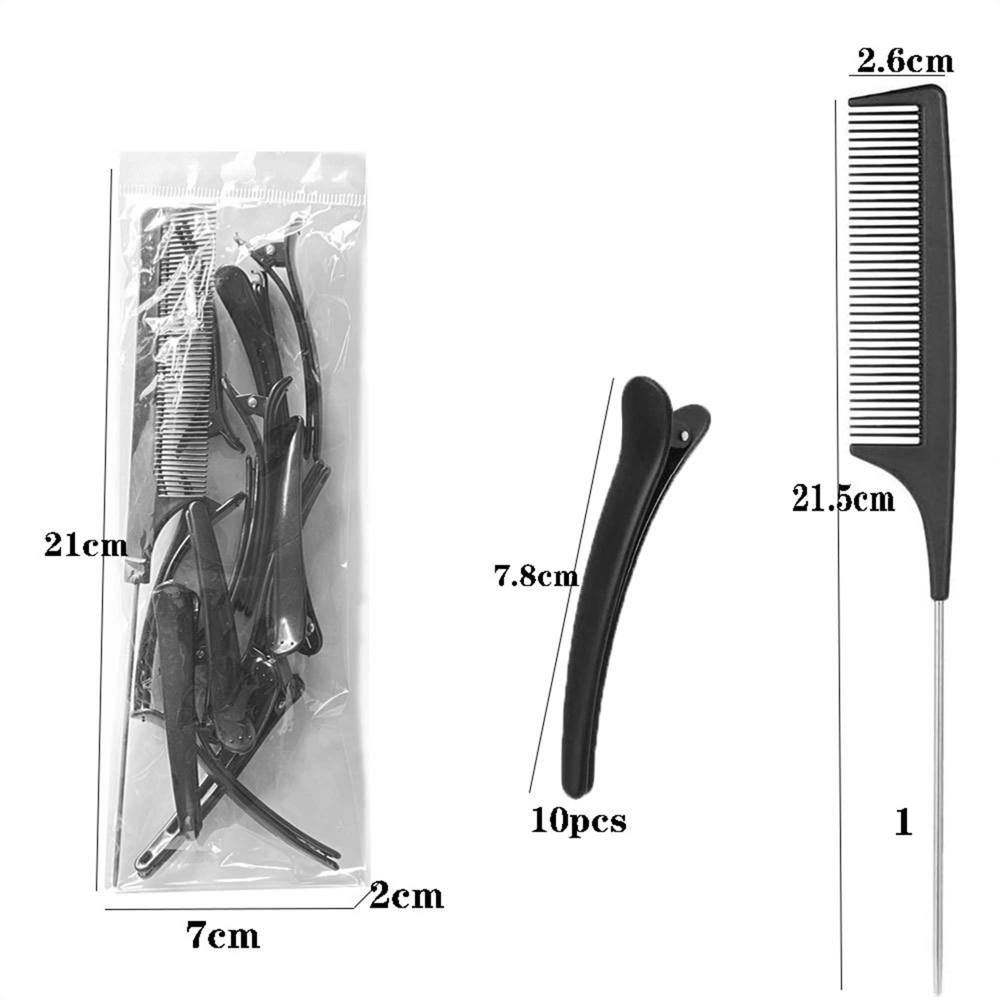 Generic Hair Clips & Comb - Pack of 13, Black, Plastic, Medium, Unisex, Adults, Girls and Women, Hair Accessory, Salon Styling & Care - Image 2