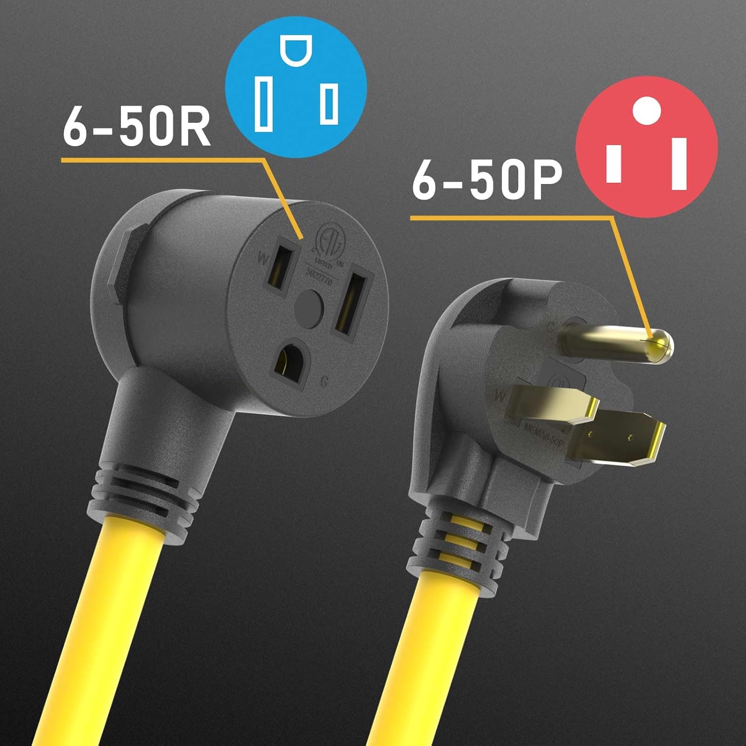 TOOLIOM 30A 10AWG 20FT Welder Extension Cord 6-50P to 6-50R Heavy Duty Power Extension Cord for Welding Machines with ETL Approved