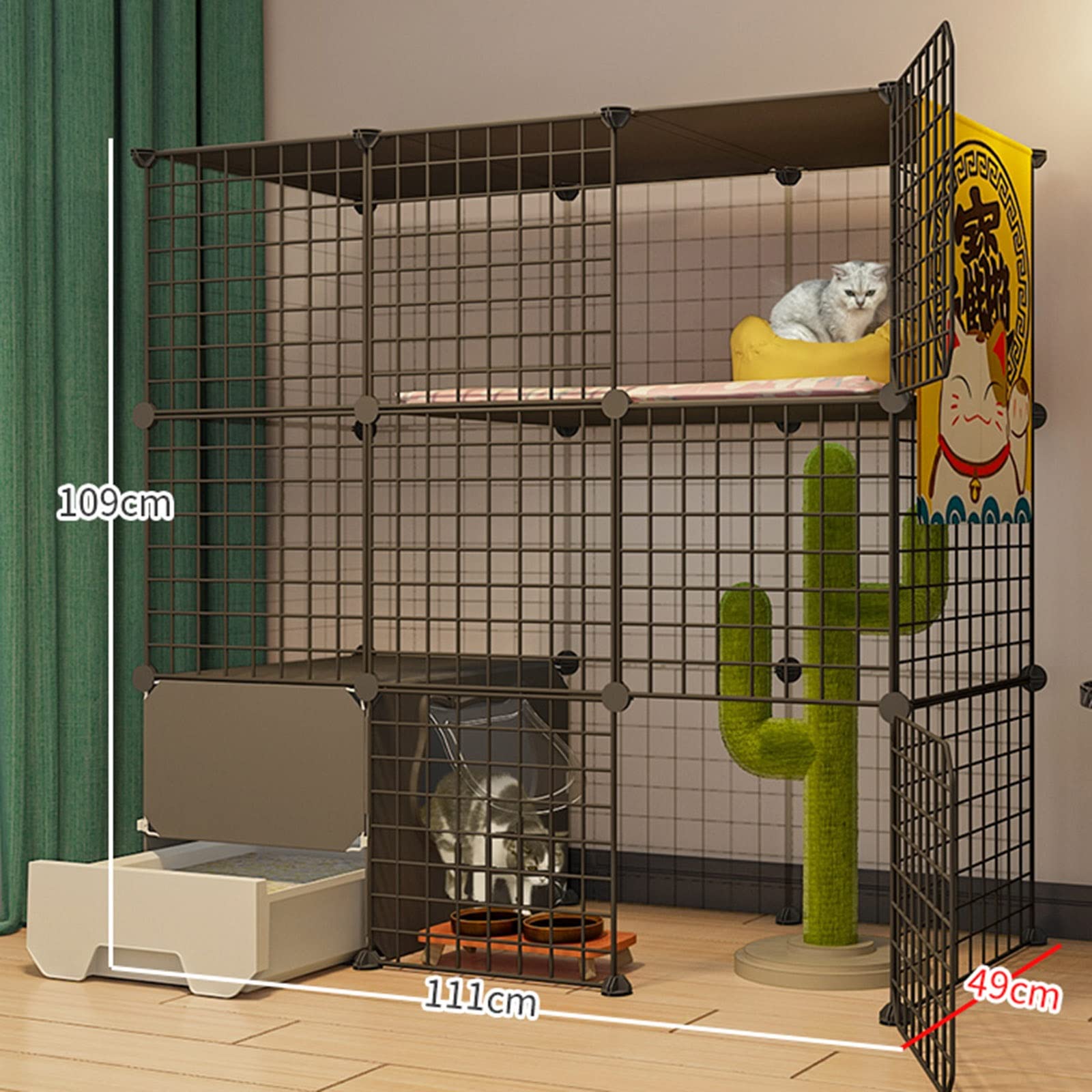 Parque para gatos - Jaula para gatos de interior con puerta y arenero cerrado. Parque para mascotas DIY. Jaula para animales pequeños, ideal para gatitos, cobayas, conejos y chinchillas. Ideal pa