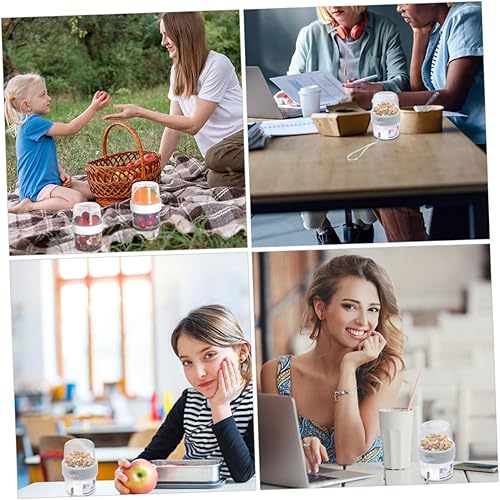 Miniatura 5 de 2 juegos de cajas herméticas para ensalada, contenedor de aperitivos, ensalada de frutas, caja de almacenamiento de plástico con tapa, tazas de