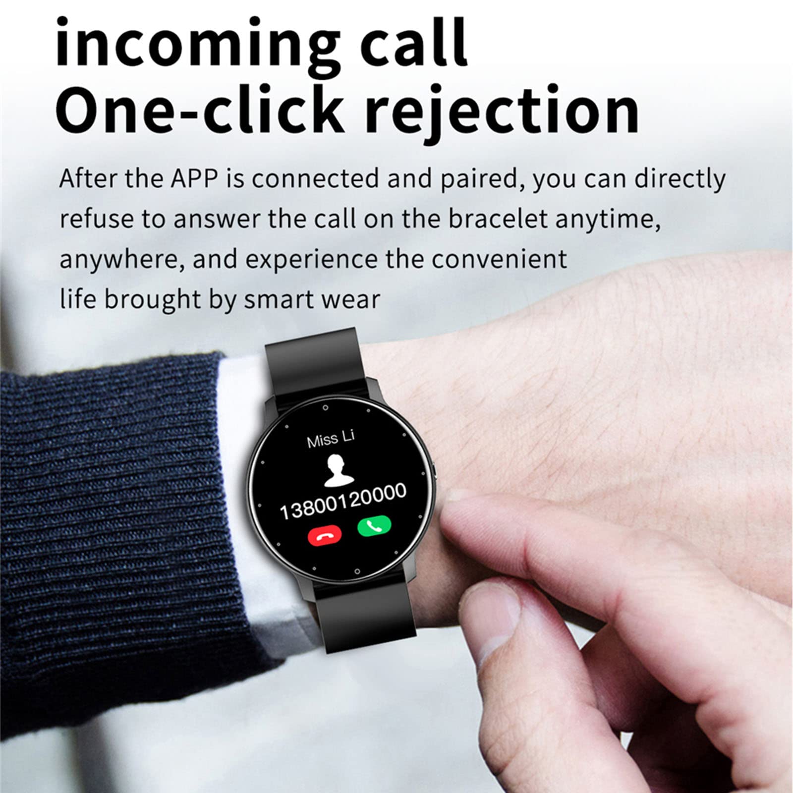 Neue Bluetooth Smart Watch.Full Touchscreen IP67 Wasserdichte Sport Fitness Uhr für Android/iOS, mit Pulsmesser, für Männlich Weiblich