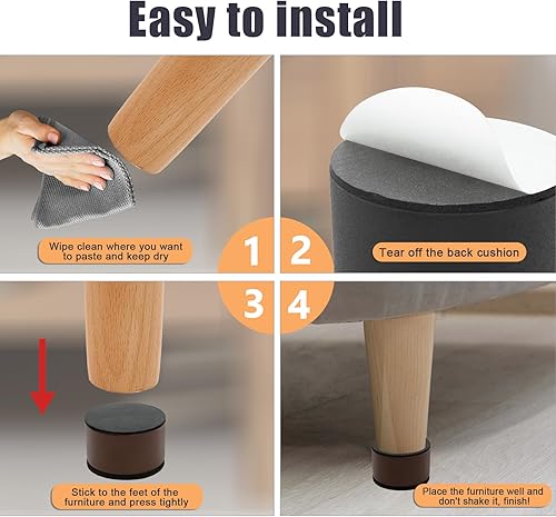 Miniatura 4 de Biaungdo 4 elevadores de muebles autoadhesivos, elevadores cuadrados para muebles, cama de acero al carbono resistente, para sofá, silla, elevadores