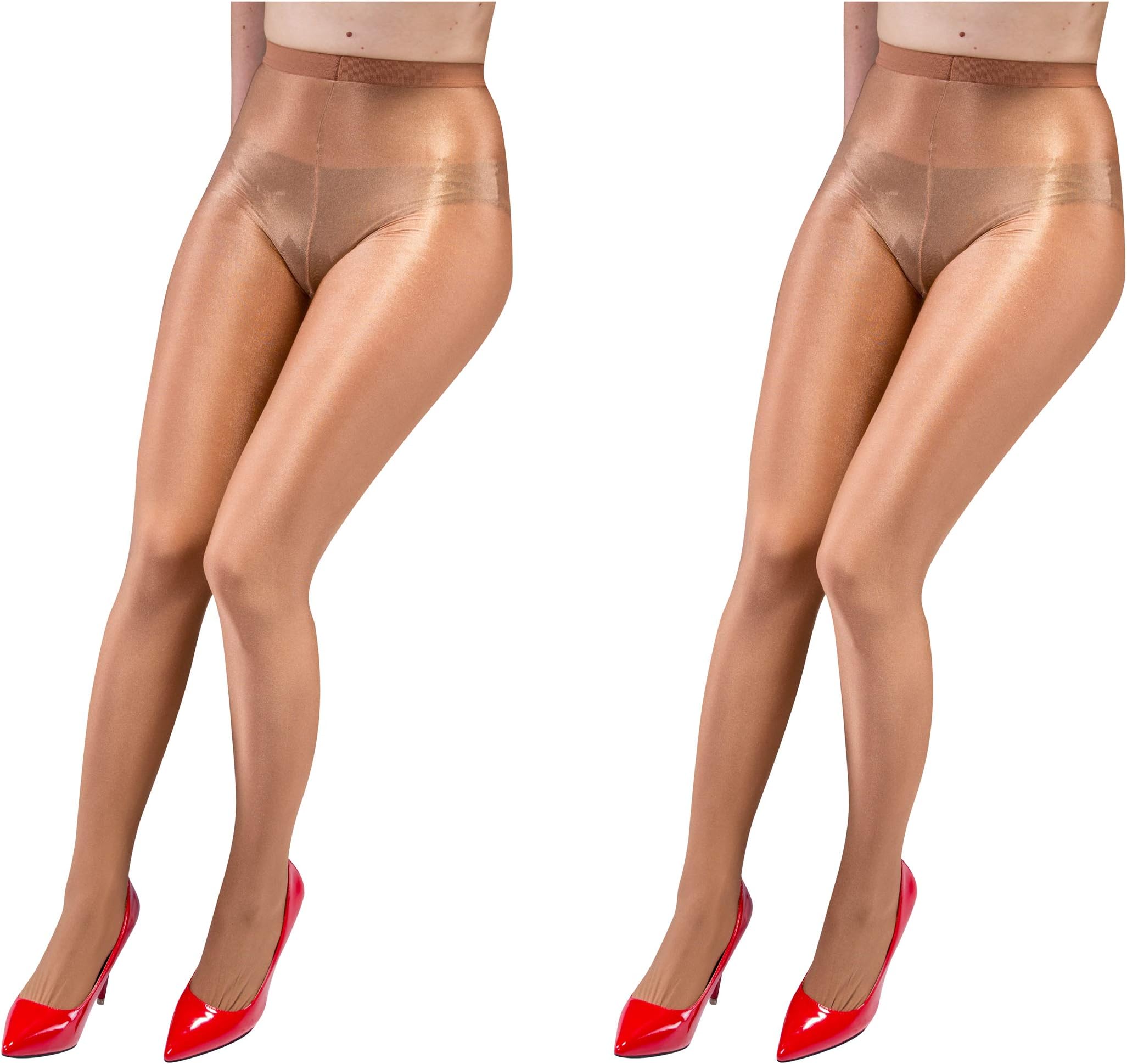 Kffyeye Women's Control Top Thickness Stockings Pantyhose, Ultra Shimmery Stretch Plus Footed Tights