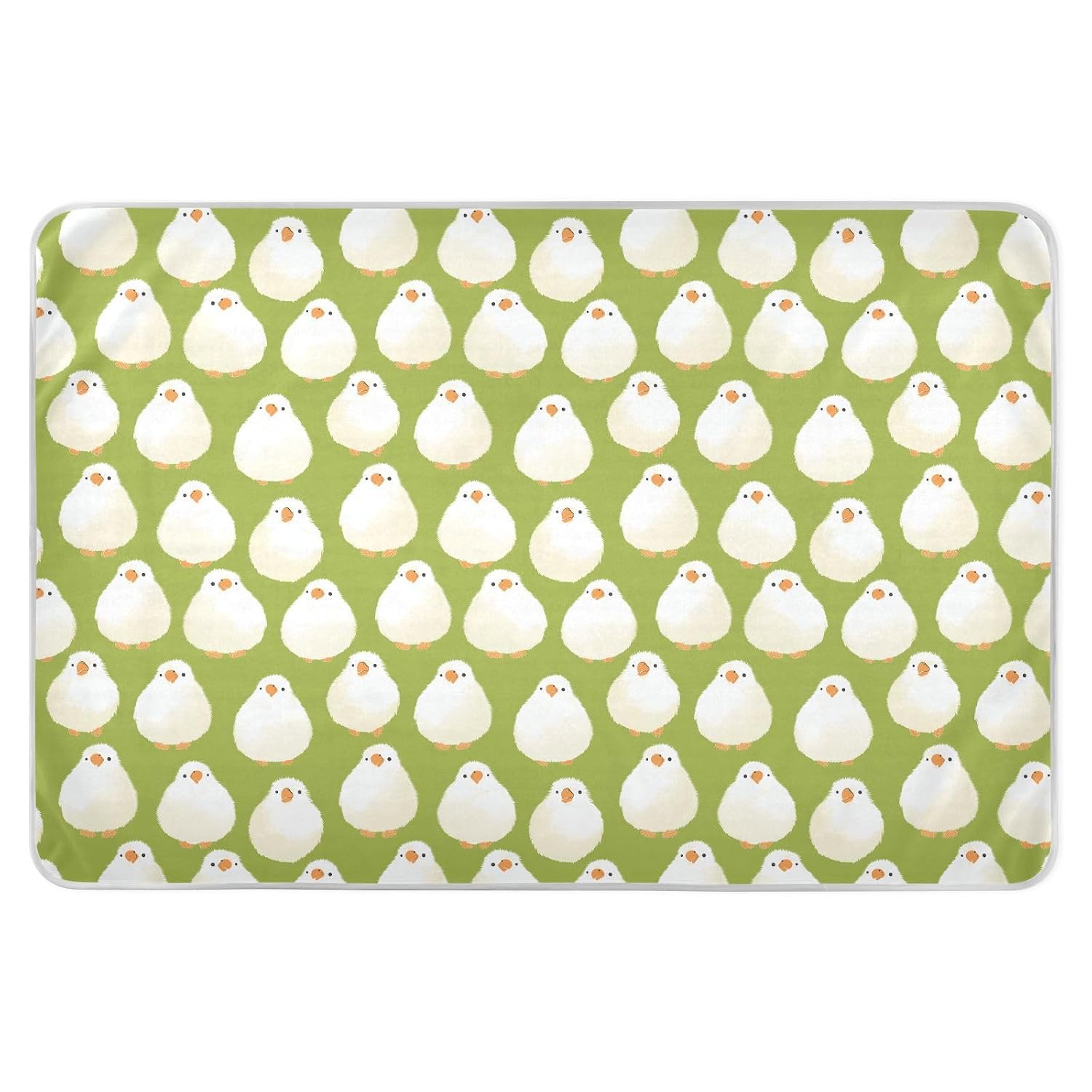 Cute Green Little White Chicks Extra Large Resuable Training Pee Pads for Kids Soft Absorbent Bed Wetting Pad Anti-Lip Cradle Mattress for Kids Bedwetting, 52" L x 34" W