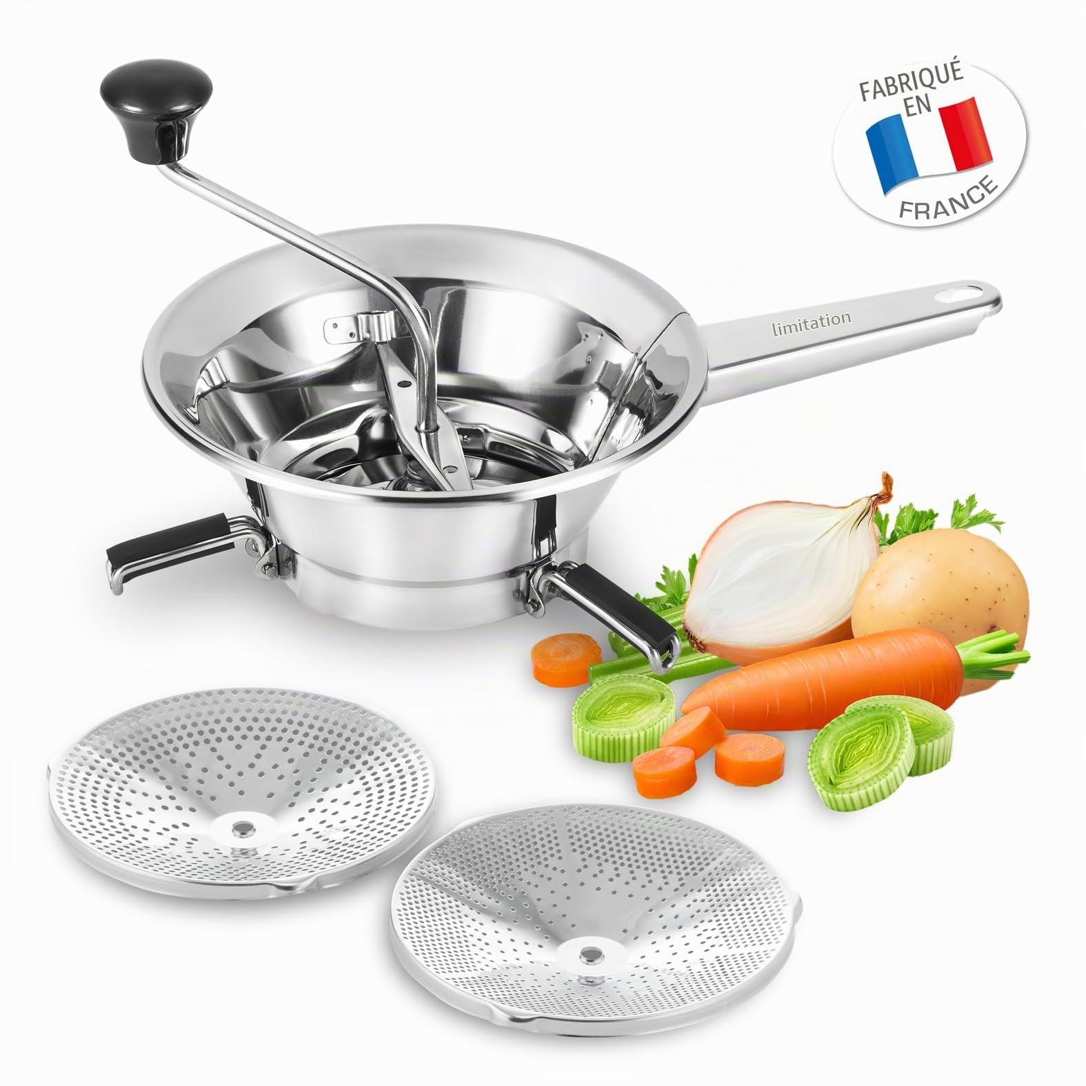 Moulinex Moulin à légumes manuel classic en inox, acier Inoxydable, Petit modèle, Broyage facile & K1011014 Mouli-Julienne