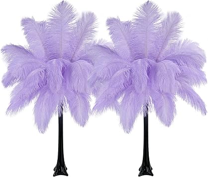 Natural Purple Ostrich Feathers Bulk 40 Pack, 10-12 in, 8-10 in 20 Pcs Each, for DIY Vase Craft Wedding Party Centerpieces Christmas Decoration