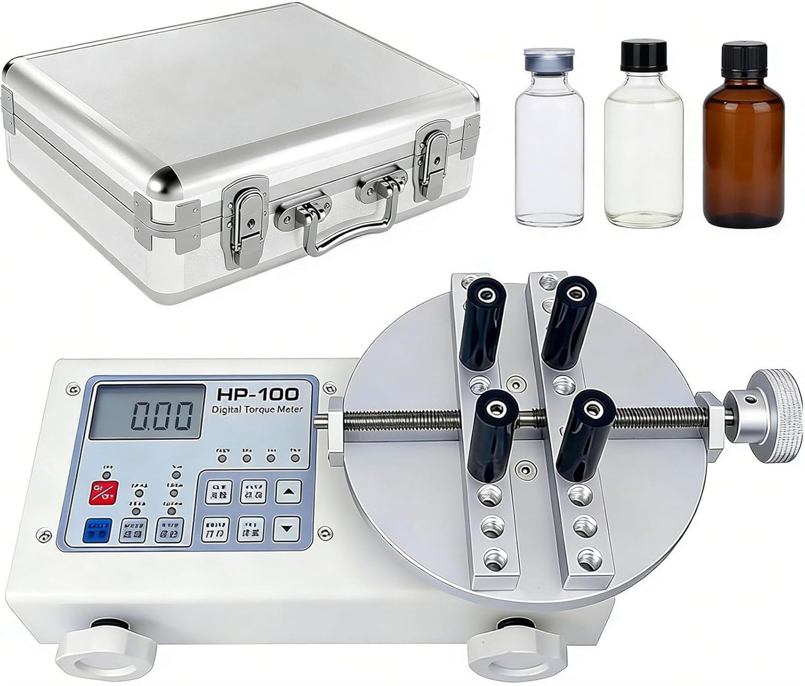 Misuratore di Coppia Digitale - Tester Portatile per La Misurazione di Cacciaviti E Chiavi con Dispositivo di Prova per Tappi, Diametro di Serraggio 10-160 Mm, Max 50 N·m HP300