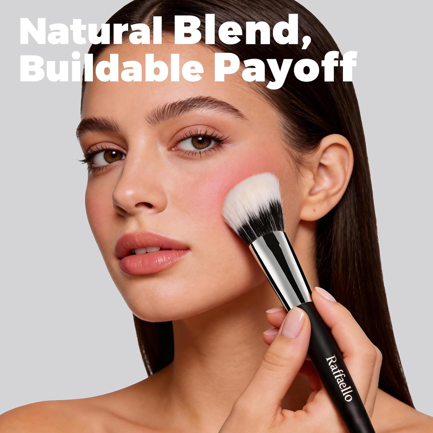 Raffaello Angled Blush Brush, Contour Brush for A Sculpted Look, Dense yet Soft Synthetic Face Makeup Brush for Liquid & Cream Blush, Contour & Bronzer - Blending & Buffing to an Airbrush Finish