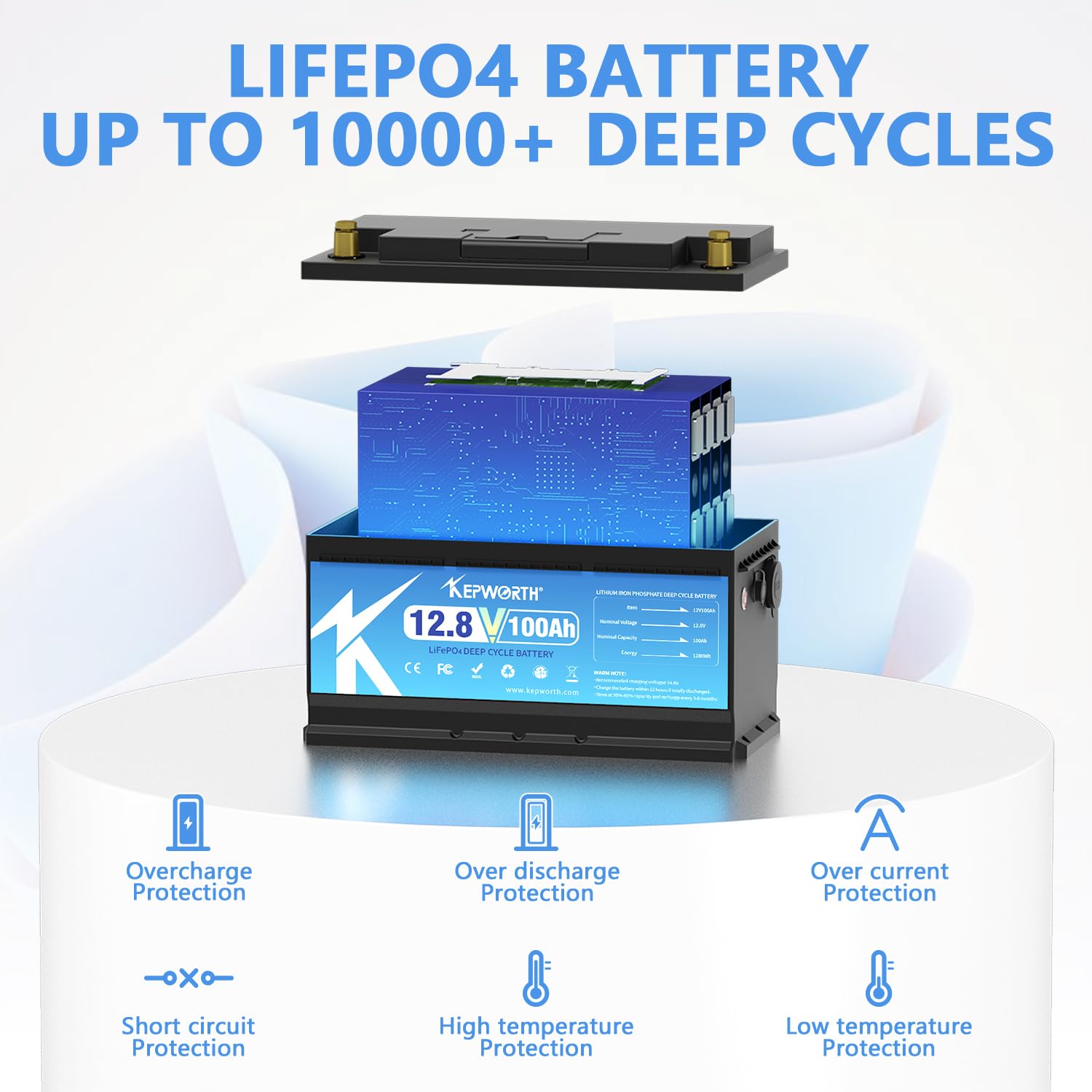 Batteria LiFePO4 12V 100Ah Con BMS E Riscaldamento - Per Camper, Barche, Solar