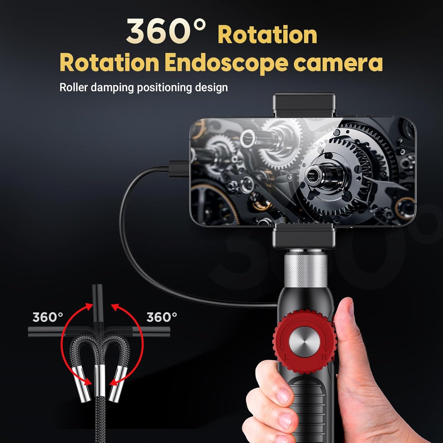 Two-Way Endoscope Camera with Light [360°Rotation],1920P HD,Borescope for iPhone IP67 Waterproof Automotive Engine Plumbing HVAC Inspection 6.2 mm Lens Industrial - Image 7