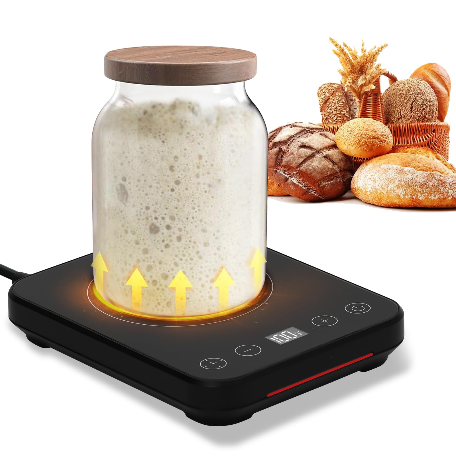 Ark miido Sauerteig Starter Wärmer, Warmhaltematte für Sauerteigstarter, Gärwerkzeug für Sauerteigheizung zum Backen mit Timer, zum Backen zu Hause