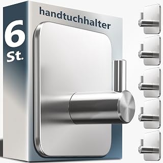 4smile Handtuchhalter ohne Bohren, Klassisch, 6 Stück, Silber