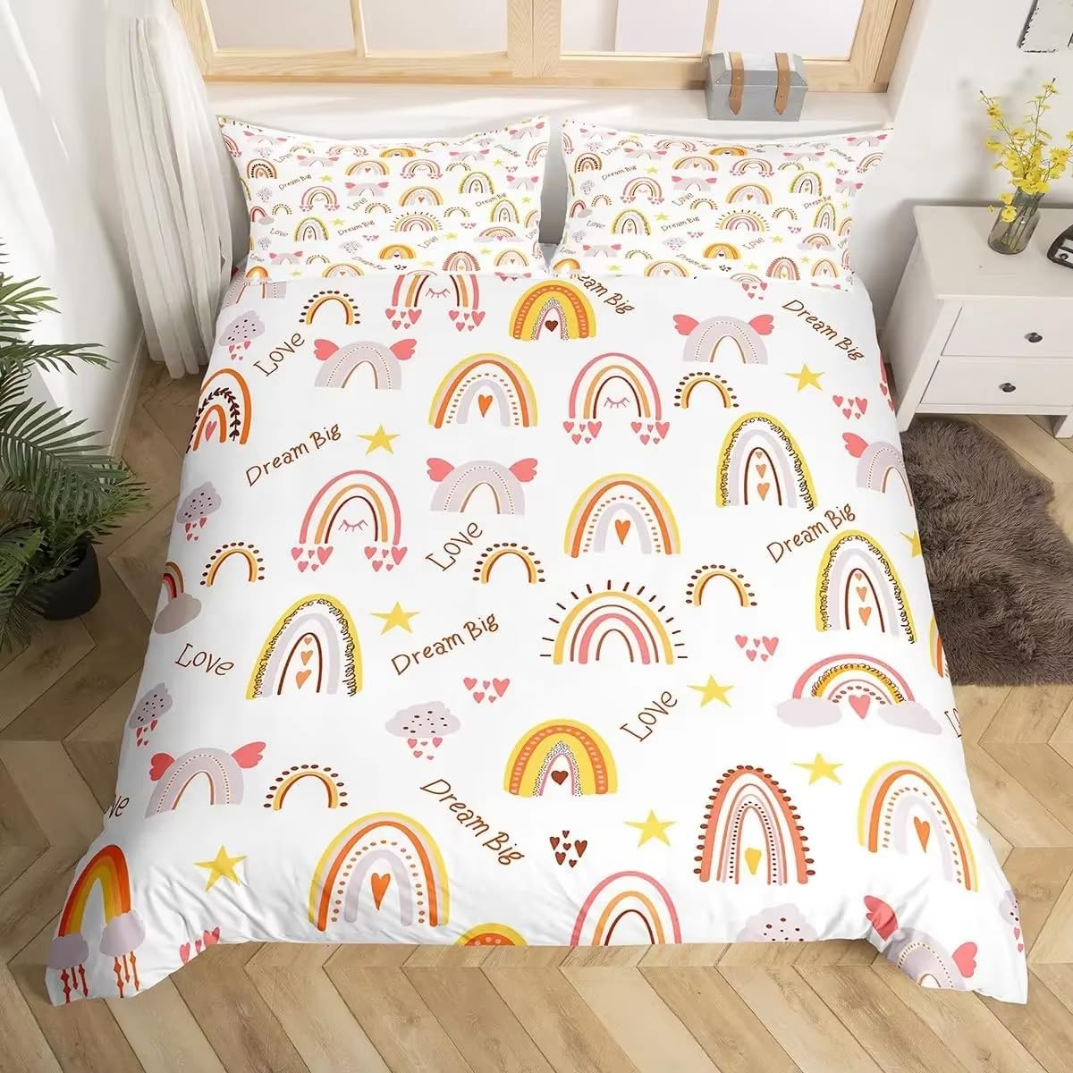 Parure de lit 240x220 anti-plis imprimé kawaii pour literie double enfants adultes