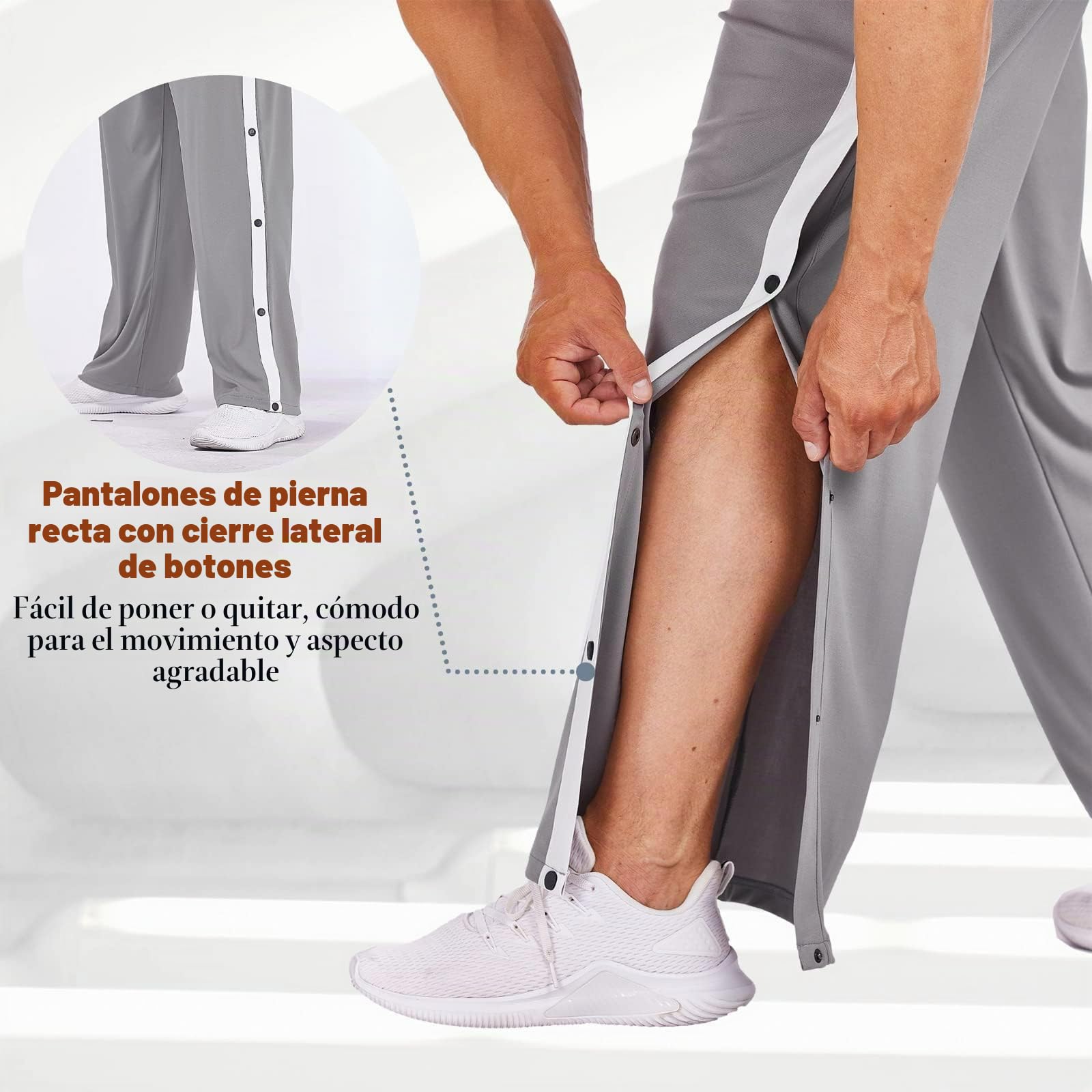Deyeek Pantalones de Jogging para Hombre, Pantalones de rehabilitación con Tira de Botones Laterales para Abrir con Botones, Pantalones de Entrenamiento, Pantalones Deportivos postoperatorios